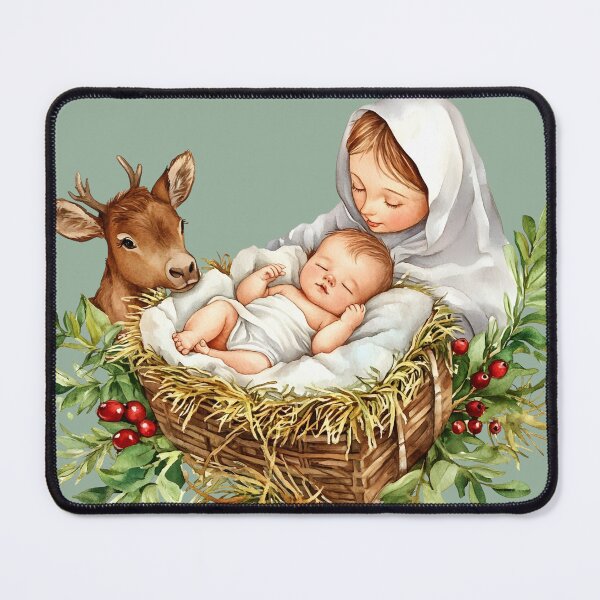 Item preview, Virgin Mary Nativity Scene Christmas Jesus in Manger in Bethlehem designed and sold by tanabe.