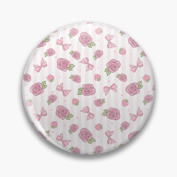 Item preview, Coquette Roses, Bows & Strawberries on Striped Pattern designed and sold by smeraldosecrets.