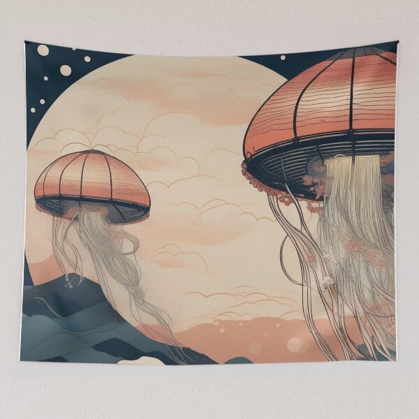 Item preview, Surreal Ukiyo-e Jellyfish – Japanese Ocean Fantasy Poster designed and sold by Vandy Fullam.