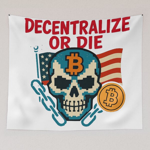 Item preview, Decentralize or Die – Crypto Skull Rebellion Design designed and sold by BitCrop.