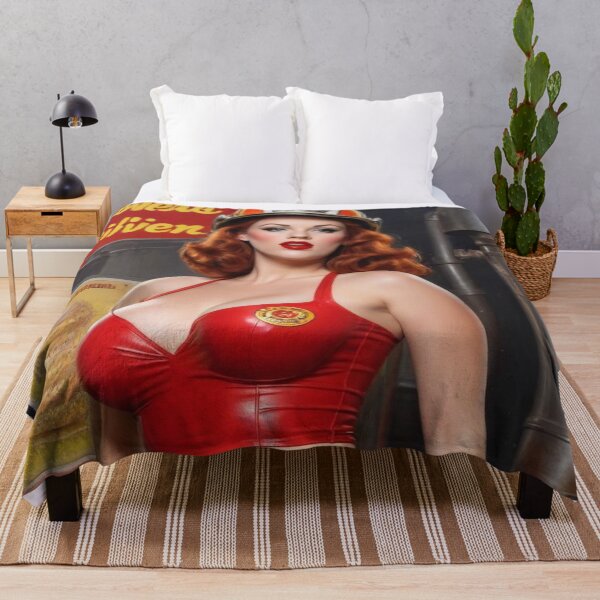 Item preview, 1940s Firefighter Red Head Pin Up Girl – Retro Vintage Wall Art designed and sold by MissSaylor.