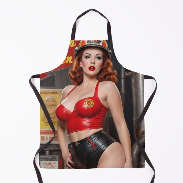 Item preview, 1940s Firefighter Red Head Pin Up Girl – Retro Vintage Wall Art designed and sold by MissSaylor.