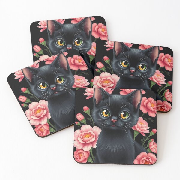 Item preview, Black cat with flowers n.10 designed and sold by Filotecnia.