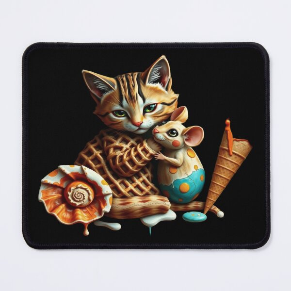 Item preview, Kawaii waffle cat and cute mouse - Colorful illustration with candy, ice cream and magic shell. designed and sold by Ralek.