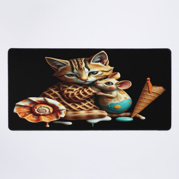 Item preview, Kawaii waffle cat and cute mouse - Colorful illustration with candy, ice cream and magic shell. designed and sold by Ralek.