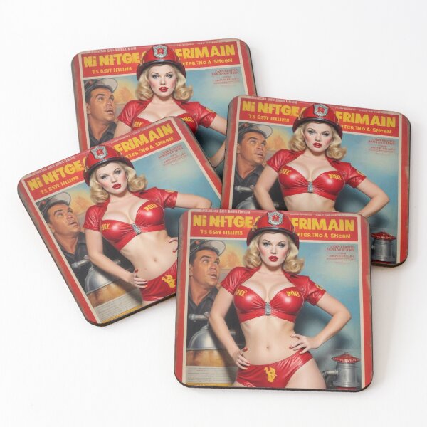 Item preview, Classic 1940s Pin Up Firefighter – Vintage Retro Art for Wall Décor designed and sold by MissSaylor.