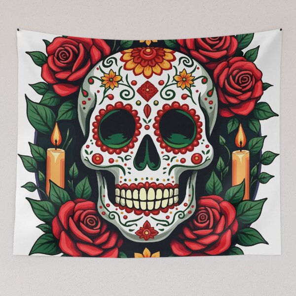Item preview, mexican flag Día de los Muertos Flag Fusion designed and sold by Uglyandcute.
