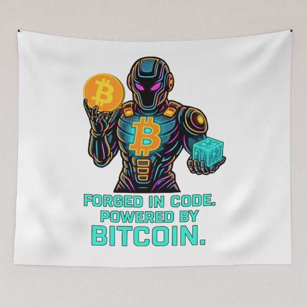 Item preview, Forged in Code – Crypto Robot Warrior Design designed and sold by BitCrop.