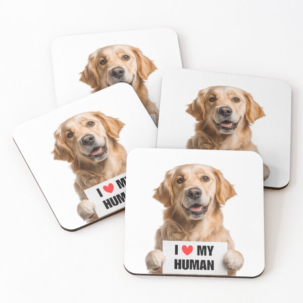 Item preview, Cute Golden Retriever with Signboard I love my Human  designed and sold by LazyOwlStore.