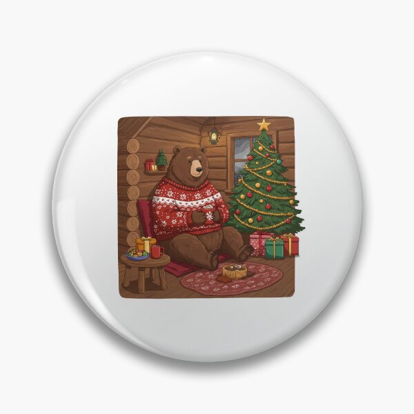 Item preview, Cozy Christmas Bear: Hot Cocoa & Holiday Cheer in a Log Cabin designed and sold by k3rstman1.