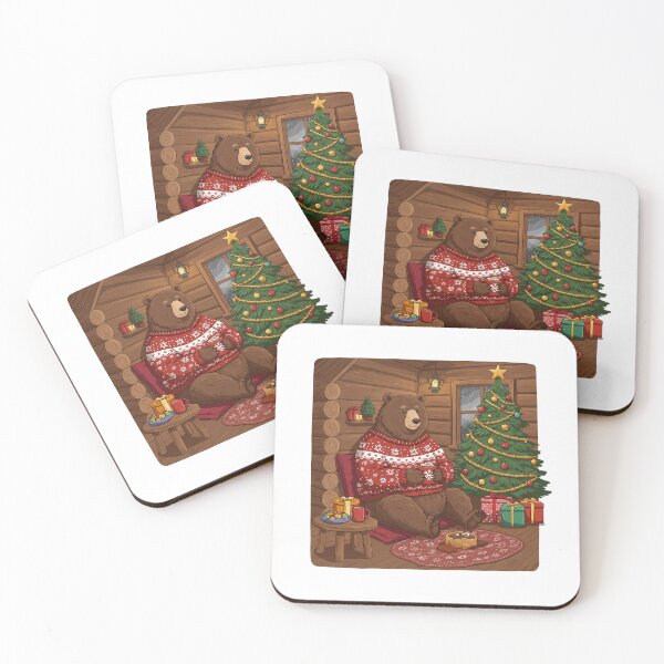 Item preview, Cozy Christmas Bear: Hot Cocoa & Holiday Cheer in a Log Cabin designed and sold by k3rstman1.