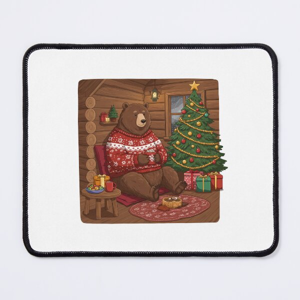 Item preview, Cozy Christmas Bear: Hot Cocoa & Holiday Cheer in a Log Cabin designed and sold by k3rstman1.