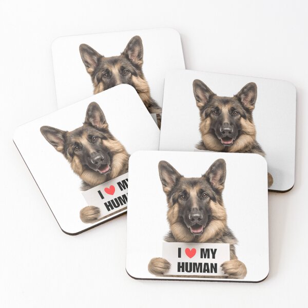 Item preview, Cute German Shepherd with Signboard I love my Human  designed and sold by LazyOwlStore.