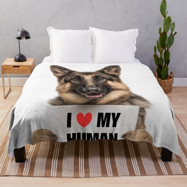 Item preview, Cute German Shepherd with Signboard I love my Human designed and sold by LazyOwlStore.