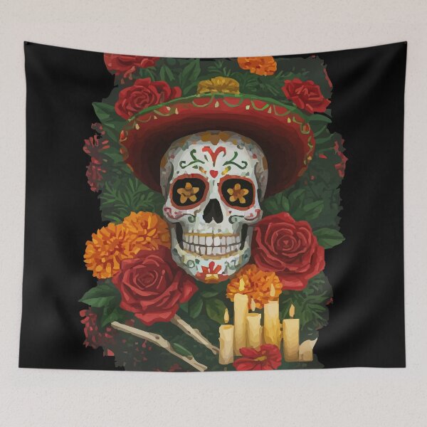 Item preview, mexican flag Día de los Muertos Flag Fusion designed and sold by Uglyandcute.