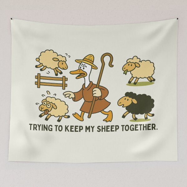 Item preview, Trying to Keep My Sheep Together Chaos Pun Humor Silly Goose designed and sold by SunfullyYours.