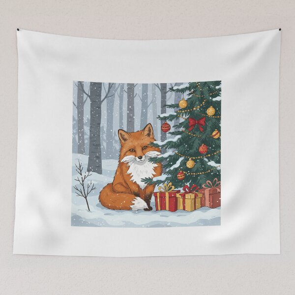 Item preview, Fox with Christmas Tree and Presents designed and sold by k3rstman1.