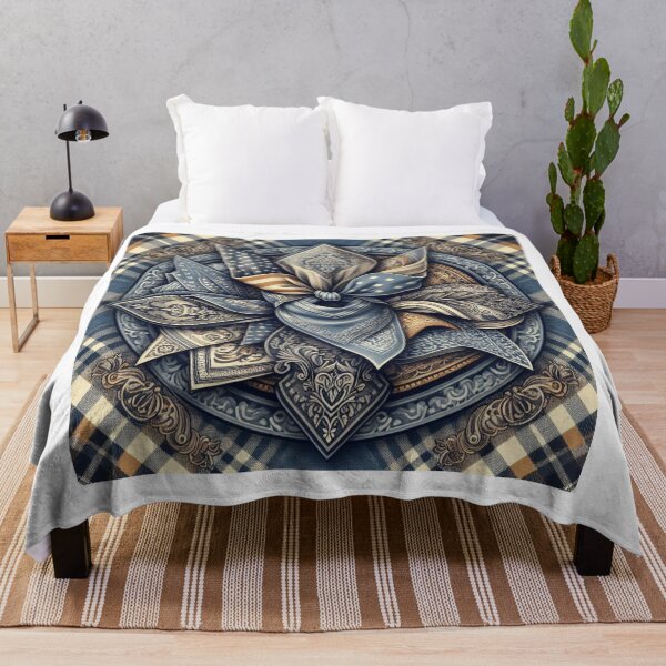 Item preview, Plaid Bandana Merging with Denim – Rustic Streetwear Texture Design designed and sold by ashokreddy343.