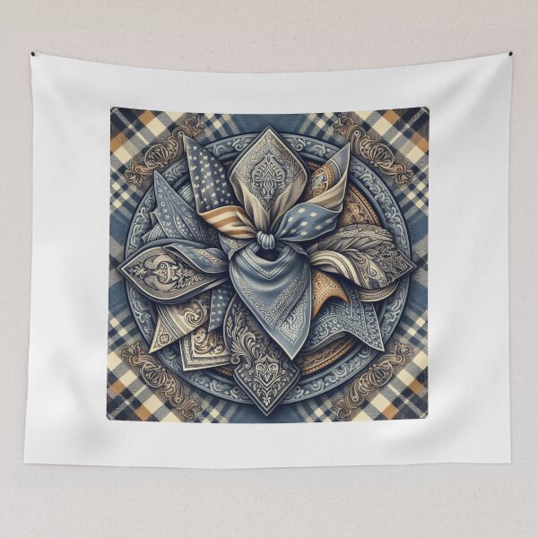 Item preview, Plaid Bandana Merging with Denim – Rustic Streetwear Texture Design designed and sold by ashokreddy343.