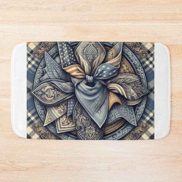 Item preview, Plaid Bandana Merging with Denim – Rustic Streetwear Texture Design designed and sold by ashokreddy343.