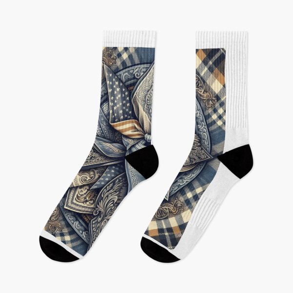 Item preview, Plaid Bandana Merging with Denim – Rustic Streetwear Texture Design designed and sold by ashokreddy343.