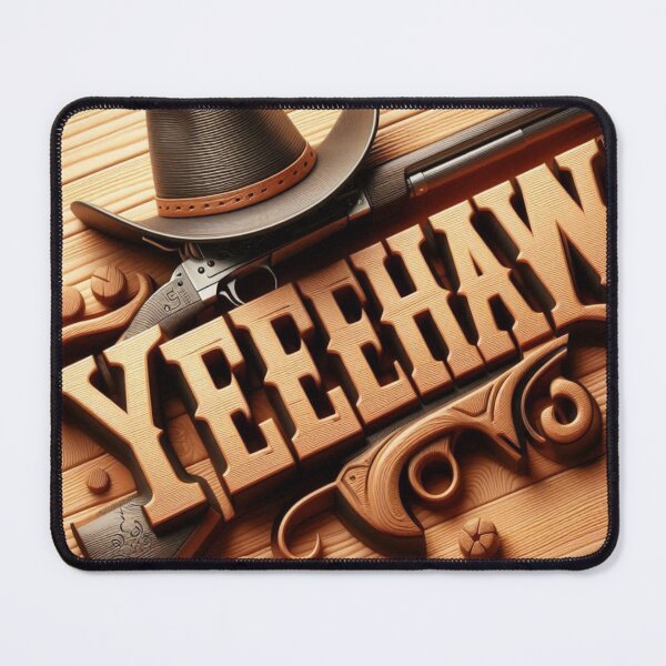 Item preview, Western-style typography: ‘Yeehaw!’ in wood grain designed and sold by ashokreddy343.