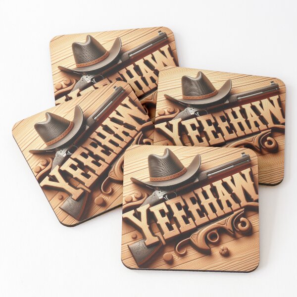 Item preview, Western-style typography: ‘Yeehaw!’ in wood grain designed and sold by ashokreddy343.