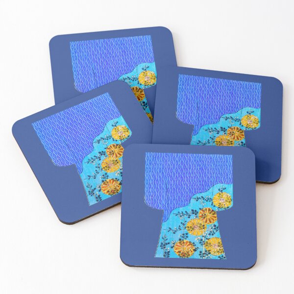Item preview, Golden Blossoms on Sapphire Waves designed and sold by WheelieGdArt.