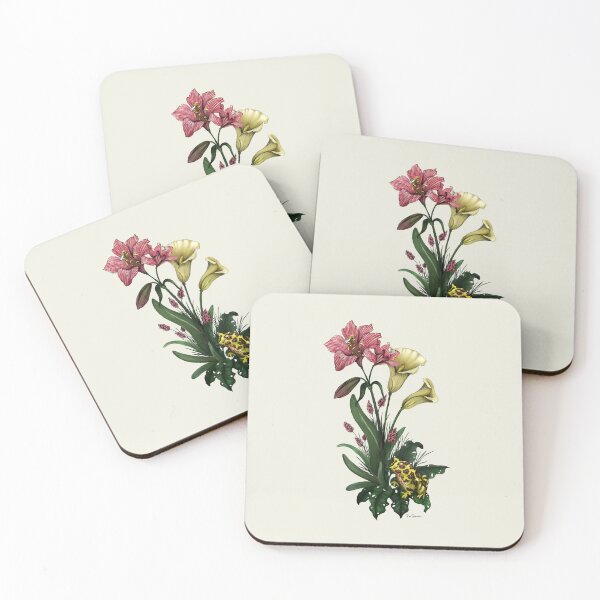 Item preview, Frog in Lily Flower Bouquet Illustration designed and sold by ReaDillo.