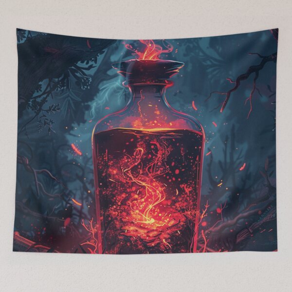 Item preview, Burning Bottle – Mystical mural with dark design & fire bottle designed and sold by WishArtDesign.