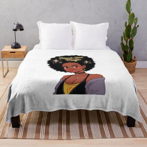 Item preview, 70s Vibe Afro Anime Girl with Glow - Black Girl Magic designed and sold by OsasChild.