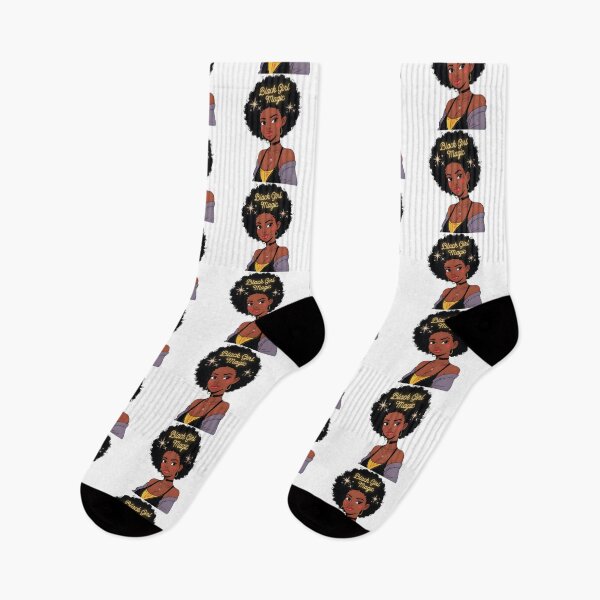 Item preview, 70s Vibe Afro Anime Girl with Glow - Black Girl Magic designed and sold by OsasChild.