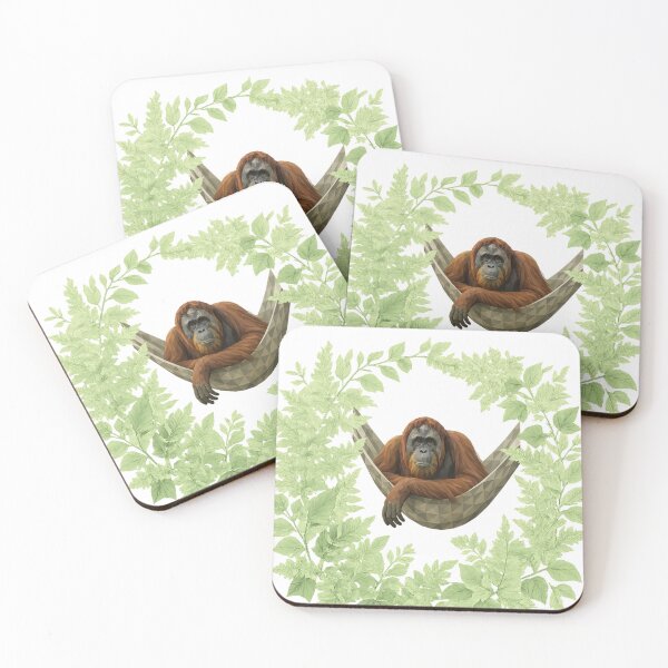 Item preview, Geometric Orangutan in Hammock – Botanical Leaf Wreath Wildlife Art designed and sold by GeoWild Designs.