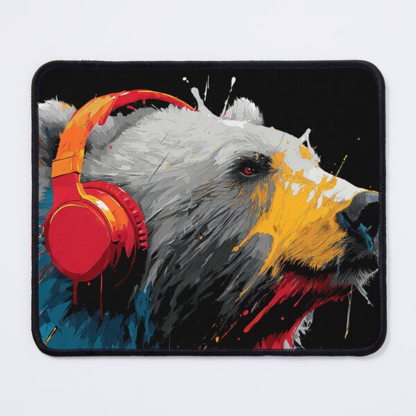 Item preview, Dj Bear Grizzly Colorful With Headphones Art designed and sold by GrinGalore.