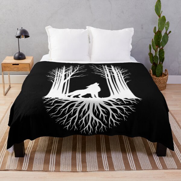 Item preview, Wolf Howling Forest Roots Graphic Design White designed and sold by 3rd Eye Perceptions.