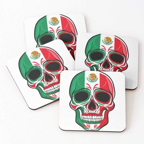 Item preview, MEXICAN FLAG DIA DE LOS MUERTOS SKULL designed and sold by Kaczorek-Shop.