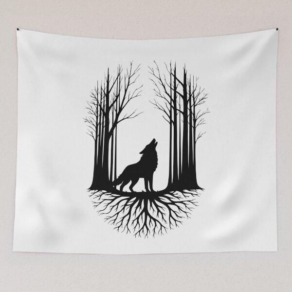 Item preview, Wolf Howling Forest Roots Graphic Design Black designed and sold by 3rd Eye Perceptions.