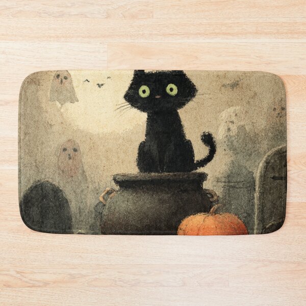 Item preview, Black Cat Cemetery Autumn Haloween Scene Halloween Spooky designed and sold by GrinGalore.