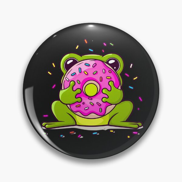 Item preview, Chibi Frog Eating Giant Donut – Cute Kawaii Funny Animal Design designed and sold by ColorSplash123.