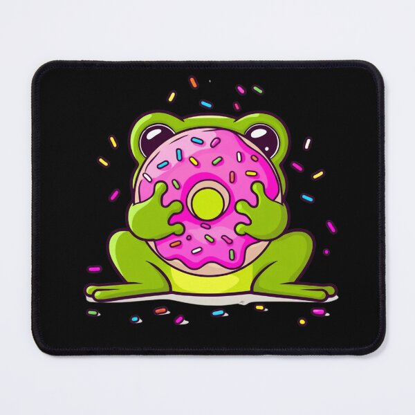 Item preview, Chibi Frog Eating Giant Donut – Cute Kawaii Funny Animal Design designed and sold by ColorSplash123.