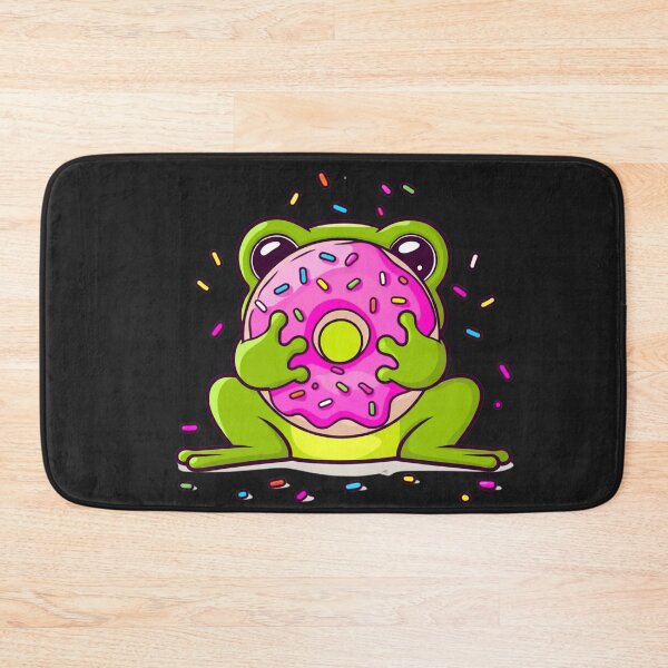 Item preview, Chibi Frog Eating Giant Donut – Cute Kawaii Funny Animal Design designed and sold by ColorSplash123.