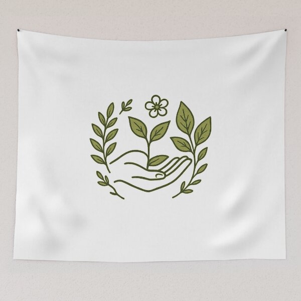 Item preview, Minimalist Eco Illustration – Hand Holding Plant, Botanical Line Art designed and sold by AmeliaKrysiak.