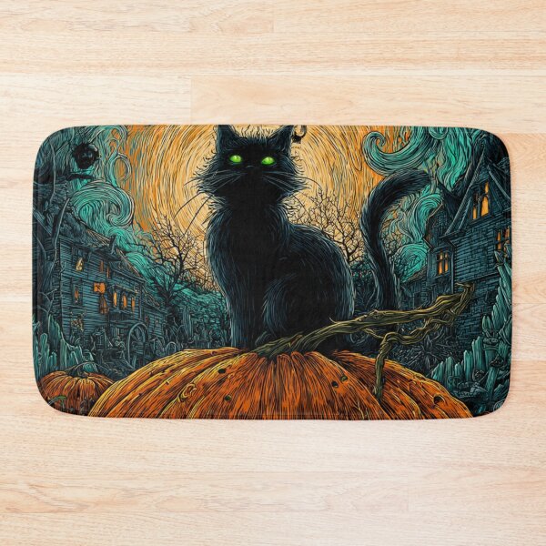 Item preview, Black Cat Haloween Pumpkin Psychedelic Scene Halloween Evil designed and sold by GrinGalore.