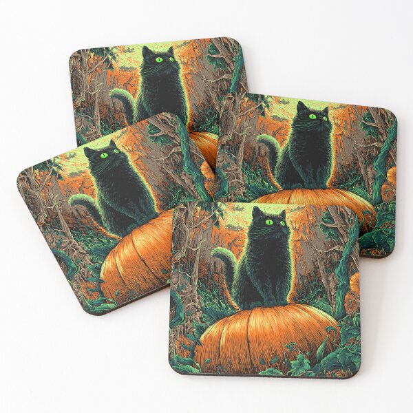Item preview, Black Cat Haloween Pumpkin Psychedelic Scene Autumn Halloween  designed and sold by GrinGalore.