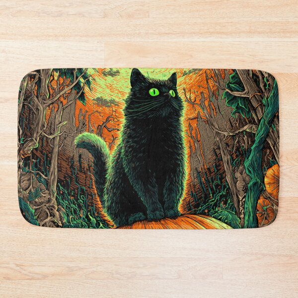 Item preview, Black Cat Haloween Pumpkin Psychedelic Scene Autumn Halloween  designed and sold by GrinGalore.