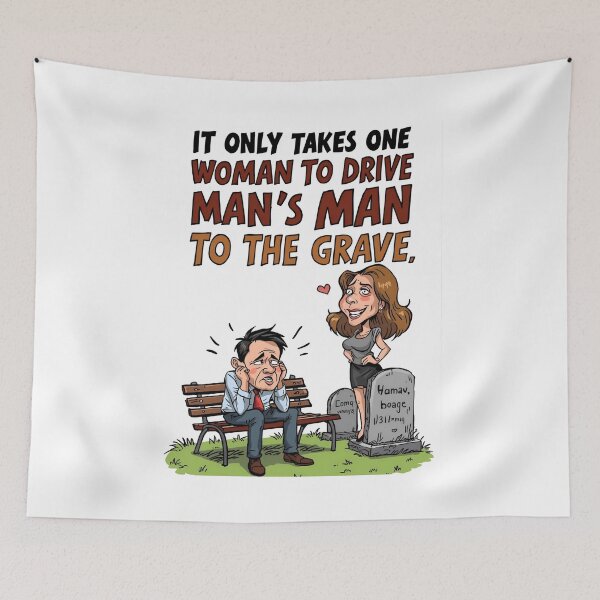 Item preview, One Woman, Many Graves – Funny Cartoon Satire designed and sold by RAKO13.