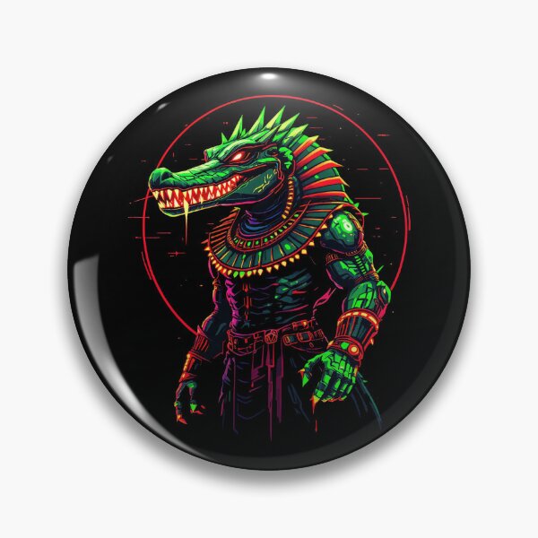 Item preview, Cyber Sobek T-Shirt – Neon Crocodile God Futuristic Design designed and sold by SajQ.