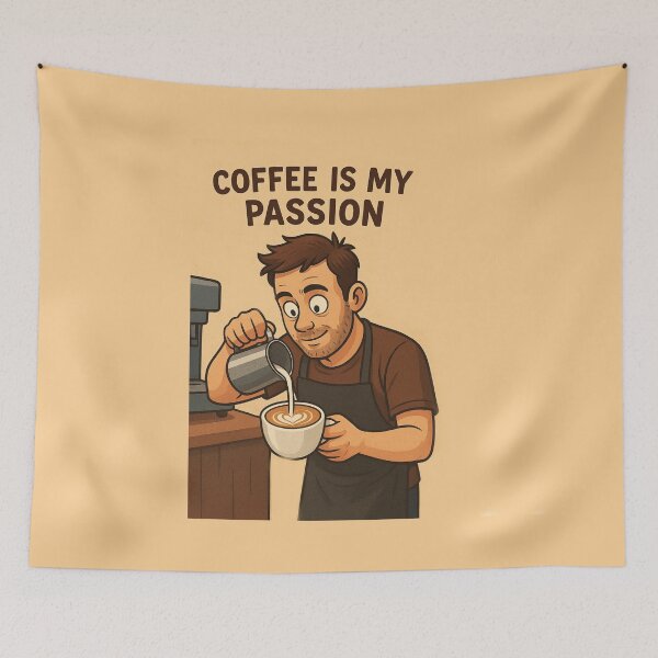 Item preview, Coffee Is My Passion – Barista Latte Art Illustration designed and sold by EfraimFunArt.