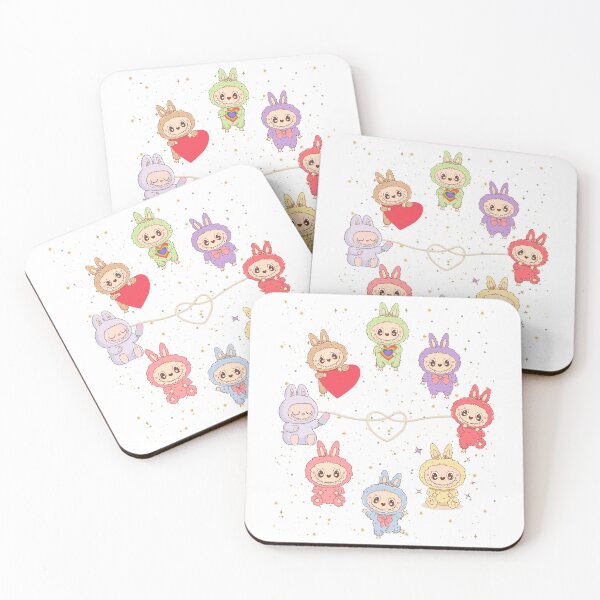 Item preview, “Kawaii Labubu Inspired Bunny Monsters – Cute Pastel Heart & Star Aesthetic Sticker Pack” designed and sold by Kabootri.