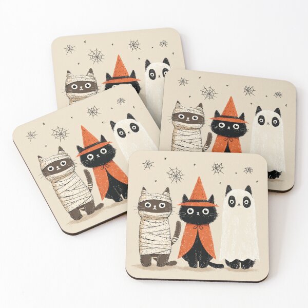 Item preview, Black Cats Trio Autumn Halloween Mummy Witch Ghost designed and sold by GrinGalore.